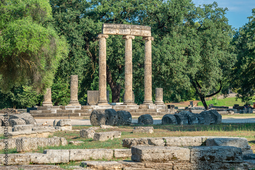 The Philippeion, ancient Greek sanctuary erected by Philip II, King of Macedonia, Olympia Archaeological Site, Peloponnese peninsula, Greece 27.07.2019