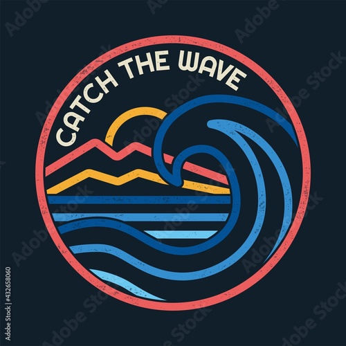 Line style vector Surfing badges with surfing slogans. For t-shirt prints, posters and other uses.