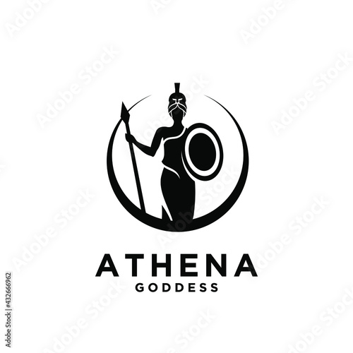 premium Athena the goddess black vector logo illustration design isolated background