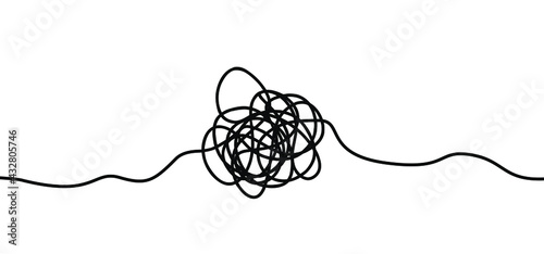 Cartoon, hand drawn scribble sketch circle object. Chaotic or chaos and order. Comic brain. Scrawls, wirwar draad. tangled texture. Random chaotic lines. Flat vector