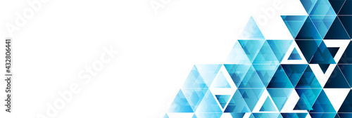 Blue glossy triangles abstract technology background. Geometric vector design