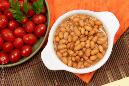 ceramic pot with cooked carioca beans