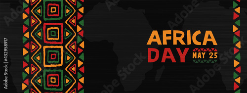 Africa Day may 25 colorful ethnic tribal art banner