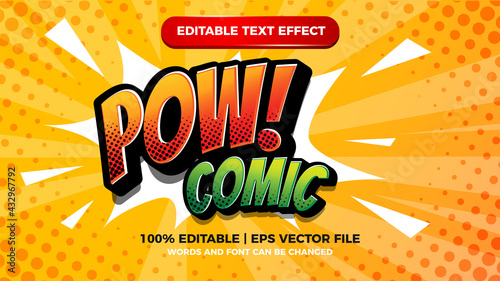 modern pow comic editable text style effect illustrator. vector design template 