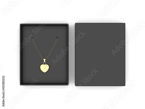 Paper Jewelry Pendant Gift Packaging Rigid Box. 3d render illustration.