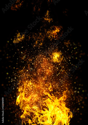 Abstract background with swirling flames