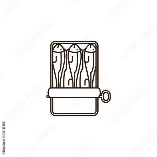 Canned sardines vector line icon