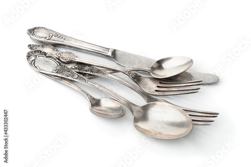 Group of old silver cutlery