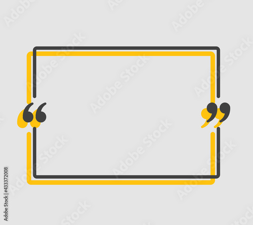 Quote speech bubble, text in brackets, rectangle frame