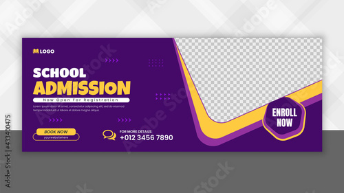 School admission promotional facebook cover template, 100% Editable