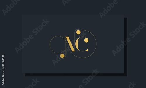 Minimal royal initial letters NC logo