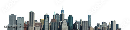 Cityscape of Manhattan (New York, USA) isolated on white background