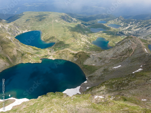Aerial view of The Seven Rila Lakes, Rila Mountain, Bulgari