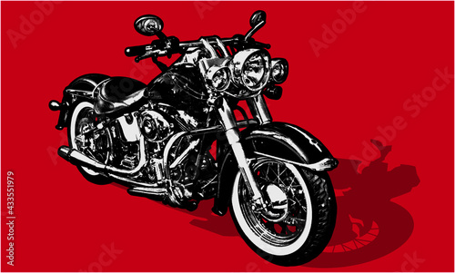 classic motorcycle in woodcut style, vector, atwork