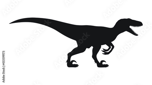 Velociraptor silhouette icon sign, Raptor dinosaurs symbol design, Isolated on white background, Vector illustration