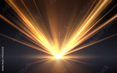 Gold light rays effect background