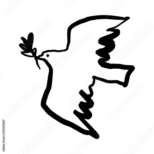 Black minimalist modern linear pigeon bird sketch. One line drawing.