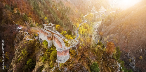 Panoramic view of Poenari castle in Romania