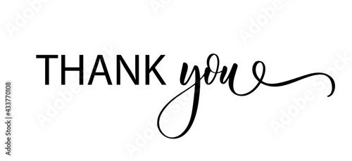 Thank you. Wavy elegant calligraphy spelling for decor