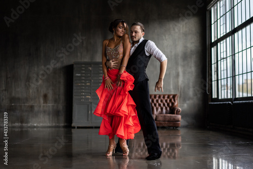 beautiful couple dancing passionate latin tango dance