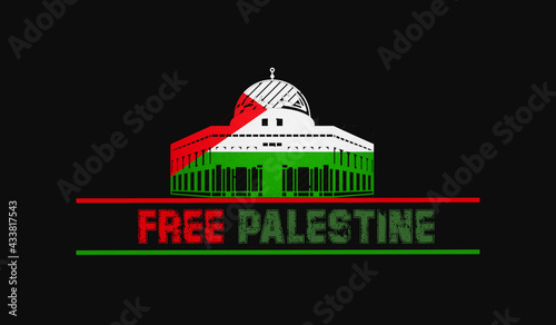 Beautiful Free Palestine Illustration with Lettering Text