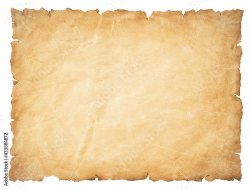 old parchment paper sheet vintage aged or texture isolated on white background