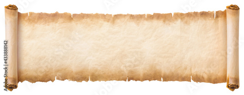 old parchment paper scroll sheet vintage aged or texture isolated on white background