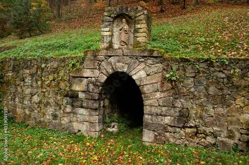 Lower Schopfer tunnel, UNESCO heritage object in Hordrusa Hamre village in the Žarnovica District, Banská Bystrica Region in Slovakia. Adit called "Dolna stolna Schopfer" in Jalsova valley in Slovakia