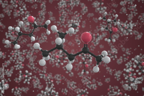 Methyl isobutyl ketone molecule, scientific molecular model, 3d rendering