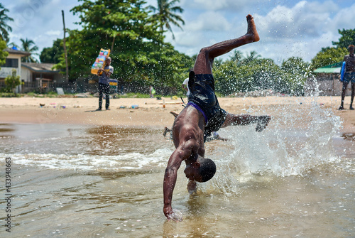 african teens play on the beach