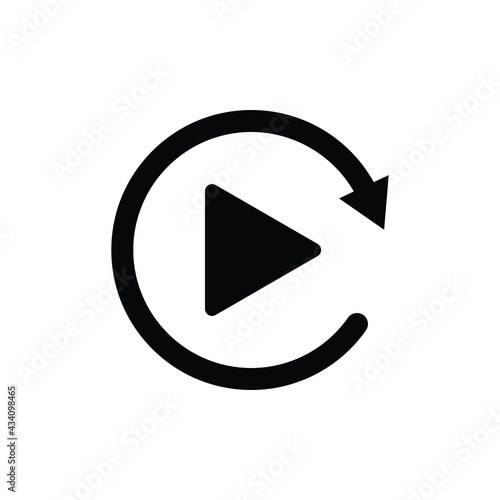 Replay icon vector play sign