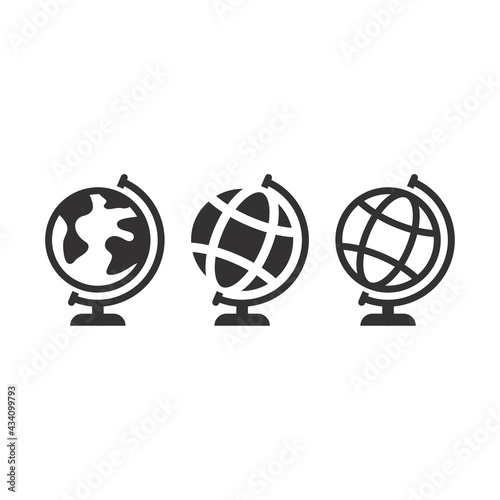Globus black vector icon. Planet earth globe symbol.