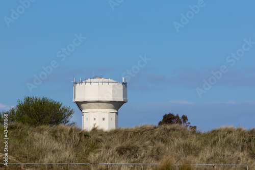 Caister water tower. Caister-on-sea concrete water tower from the beach