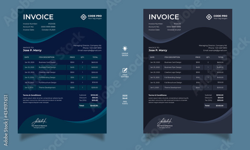 Creative & print-ready Invoice Templates, Invoicing quotes, money bills, price lists, tax forms, and payment agreement design templates.