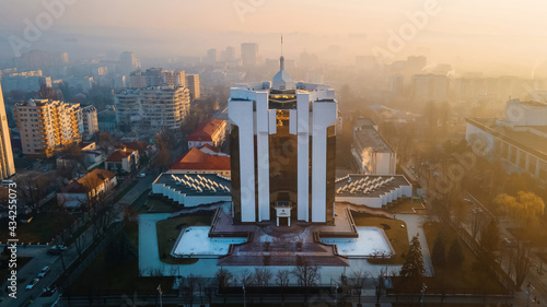 The Presidency building at sunrise in Chisinau, Moldova