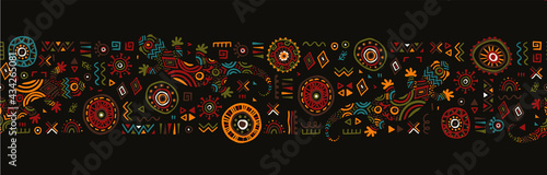 Creative hand drawn african pattern with geckos and ornaments, abstract background, great for textiles, wrapping, wallpaper - vector design