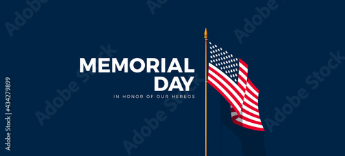 Memorial Day with American Flag Background Banner. Vector Illustration. U.S. Flag. United States Flag