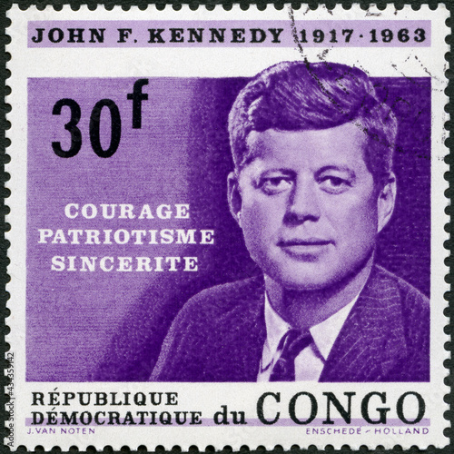 CONGO - 1964: shows Portrait of John Fitzgerald Kennedy (1917-1963), 35th president of the United States, 1964