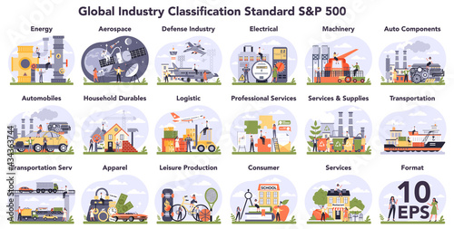 Global industry classification standard set. Financial market categorization