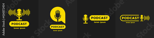 Podcast radio logo icon. Vector illustration.