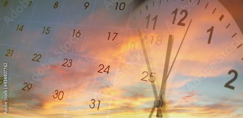 Clock and calendar in sky