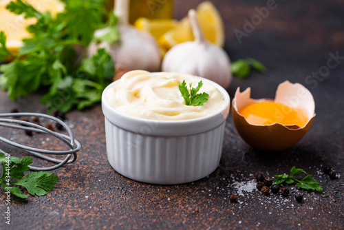 Homemade mayonnaise sauce with ingredient