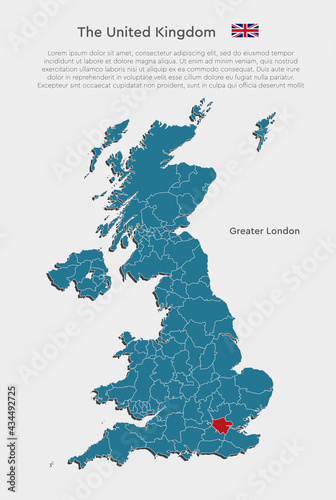 Divided map United Kingdom and Greater London