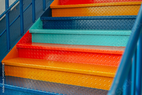 Stairs painted in bright colors, stairs background