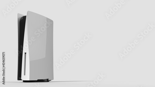 3d illustration render Video game console similar to playstation 5 on white background. 