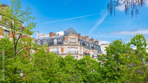 Paris, beautiful buildings, view from the coulee verte Rene-dumont in the 12th district, footpath 