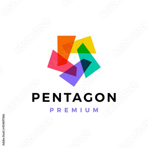 pentagon abstract colorful overlap overlapping logo vector icon illustration