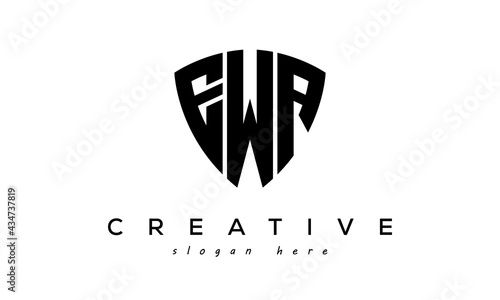 EWA letter creative logo with shield 