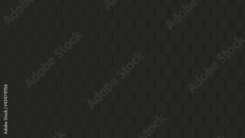 Black backdrop and abstract background of hexagonal gold lines