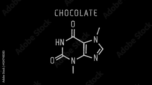 Cacao or Chocolate Molecular Structure Symbol Sketch or Drawing on Black Background